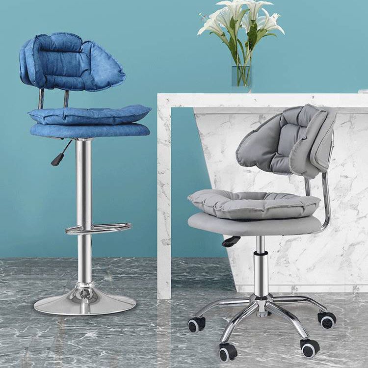 Scandinavian Metal Barstool Fabric Counter Stool with Chrome Base