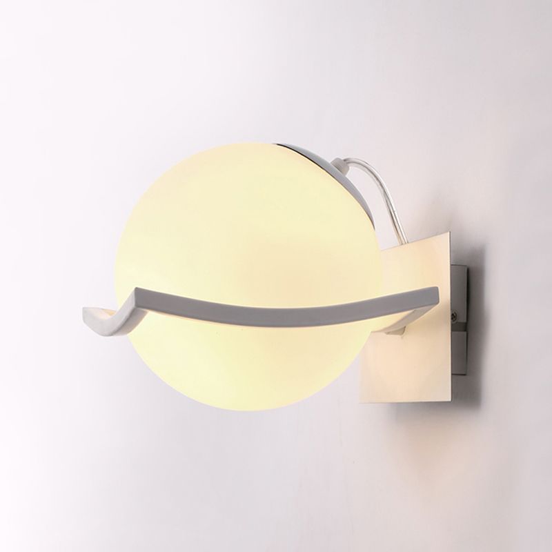 1 application murale de cuisine légère avec sphère Opal Glass Shade Modern White Sconce Light