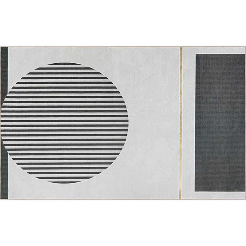 Multi Color Modern Rug Polyester Striped Pattern Rug Non-Slip Backing Area Rug for Bedroom