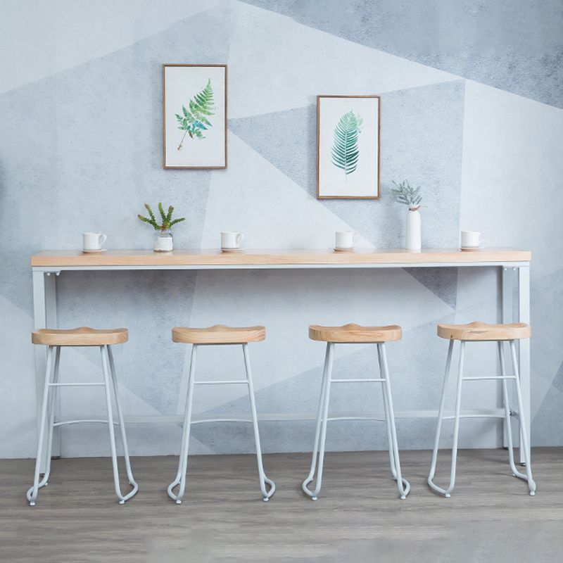 Modern Bar Height Table Solid Wood Top Bistro Bar Table with Trestle Base