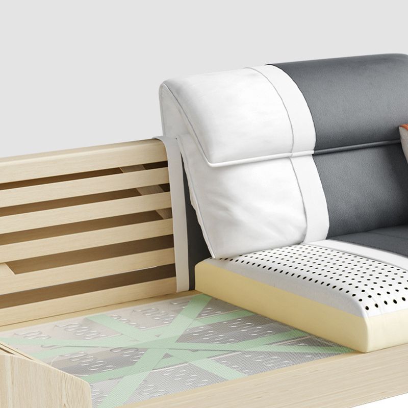 Grey Faux Leather Sectionals 34.6" H Flared Arm Sectionals for Living Room