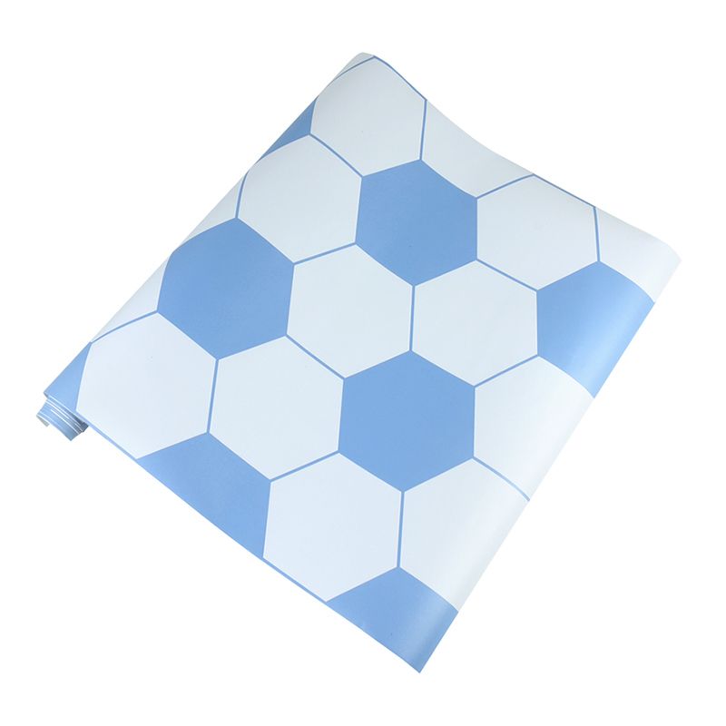 Football Print Stick Wallpapers Contemporary Smooth Wall Covering in Blue for Boys Room