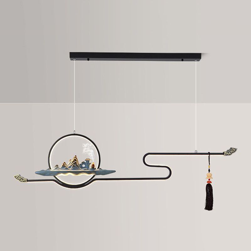 Contemporary Kitchen Pendant Lights Linear Island Chandelier Lights Metal 2 Light