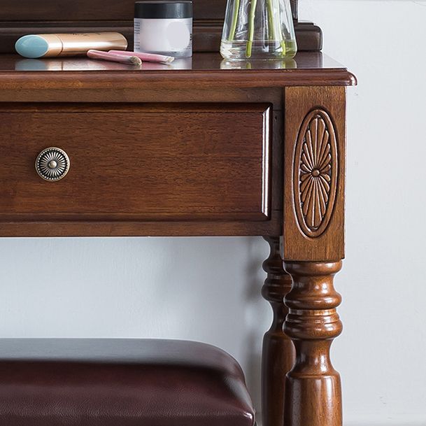 Traditional Rubberwood Bedroom Storage Box 1 Drawers Vanity Table