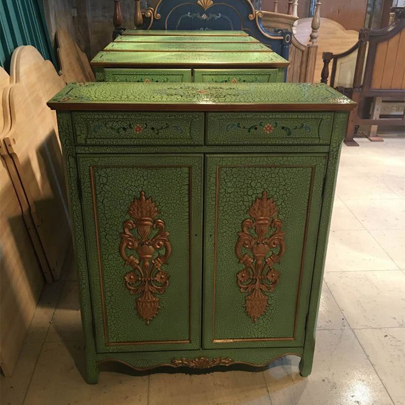 Rectangle Industrial Accent Cabinet Wood Knobs Cabinet with Doors