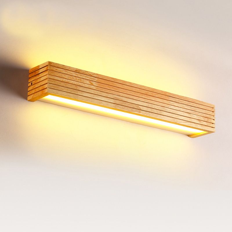 Luz de tocador de tocador LED minimalista de pared rectangular de madera con sombra acrílica para el baño