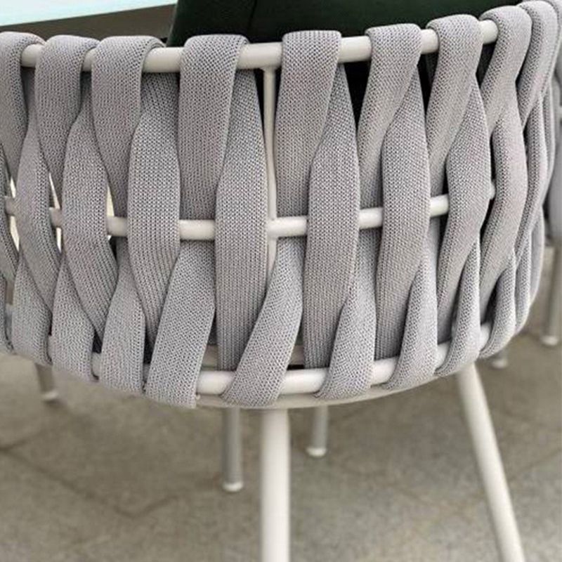 Metal Frame Dining Table Set 1/3/5/7 Pcs Boho Patio Dining Table with Upholstered Chairs