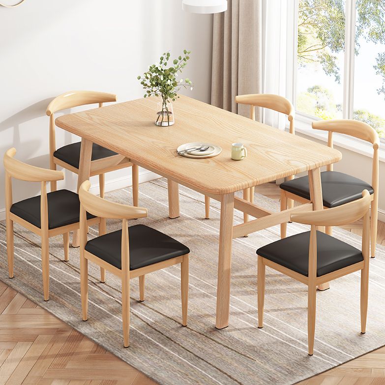 Modern MDF Top Rectangle Shape Dining Set Standard Brown Dining Set With 4 Legs Table