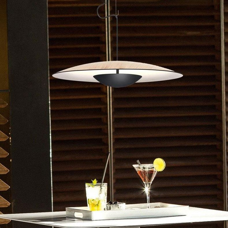 Nordic Modern Creative Metal Pendant Light Flat Round LED Small Suspension Light for Bedroom