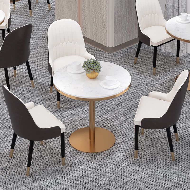 1/2/3/4/5 Pcs Metal Glam Dining Room Set with Round Table Dinette Set