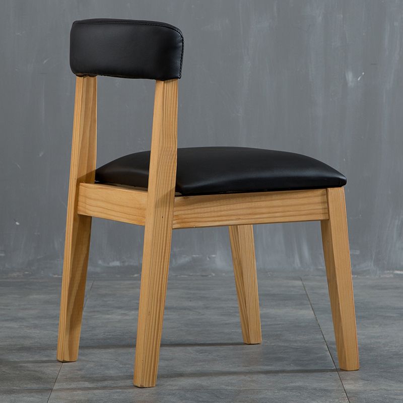 Silla lateral casera de estilo campestre, silla tapizada de madera con respaldo abierto para comedor