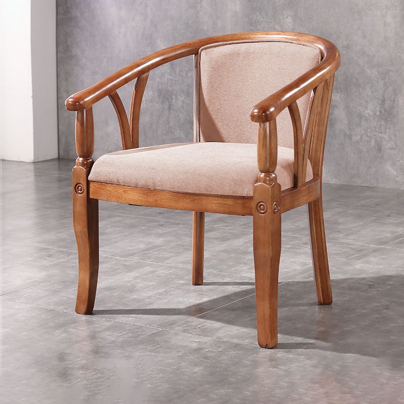 Silla de comedor tradicional de madera maciza, sillón de comedor de lino para restaurante