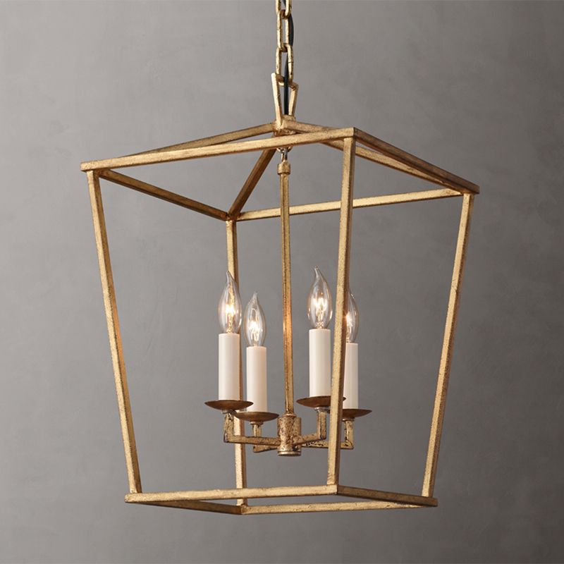 Industrial Cage Shade Chandelier Multi Light Hanging Light for Living Room