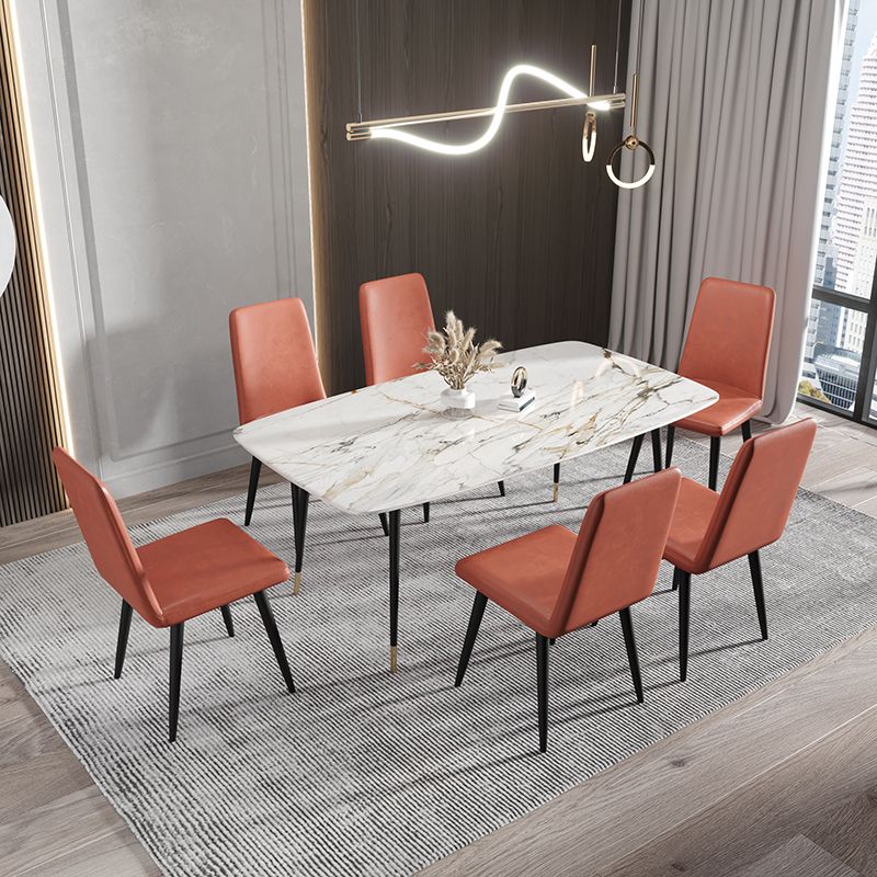 Les chaises contemporaines de salle à manger en métal ont tapissé la chaise de salle à manger de tissu de toile pour l'usage à la maison