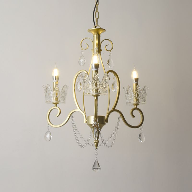Candelabra Metall Deckenbeleuchtung Vintage Wohnzimmer Kronleuchterleuchte mit Kristallkronendekoration