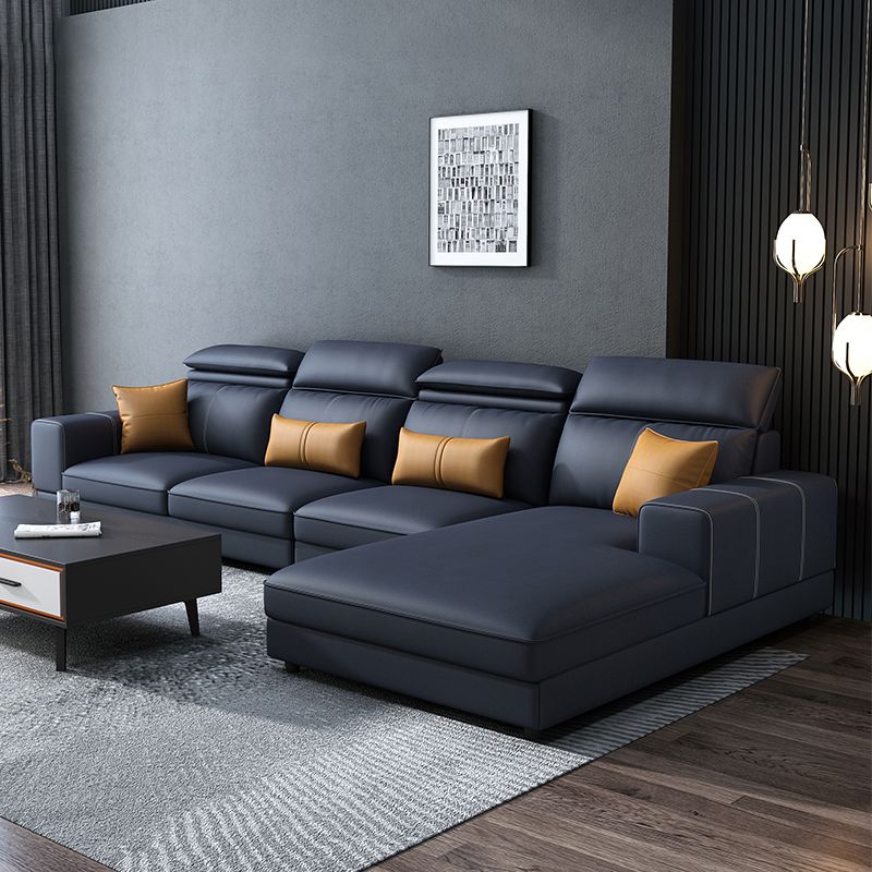 L-Shape High Back Faux Leather Square Arm Sectional with Wear-Resisting