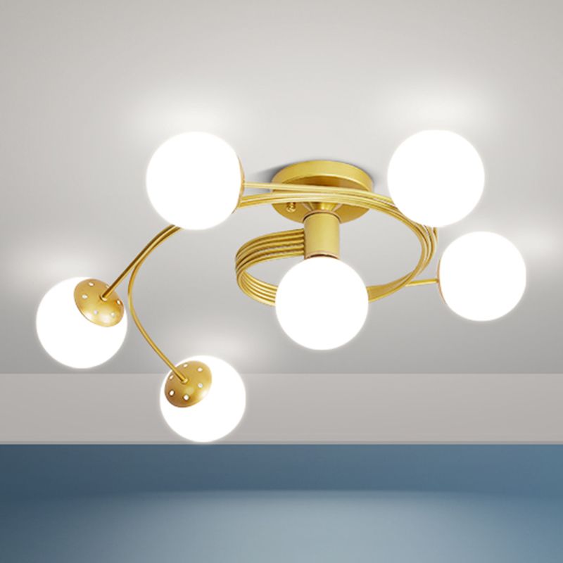 Lámpara de techo de montaje de montura de vidrio simplicidad redonda de semi rascilla luz de techo