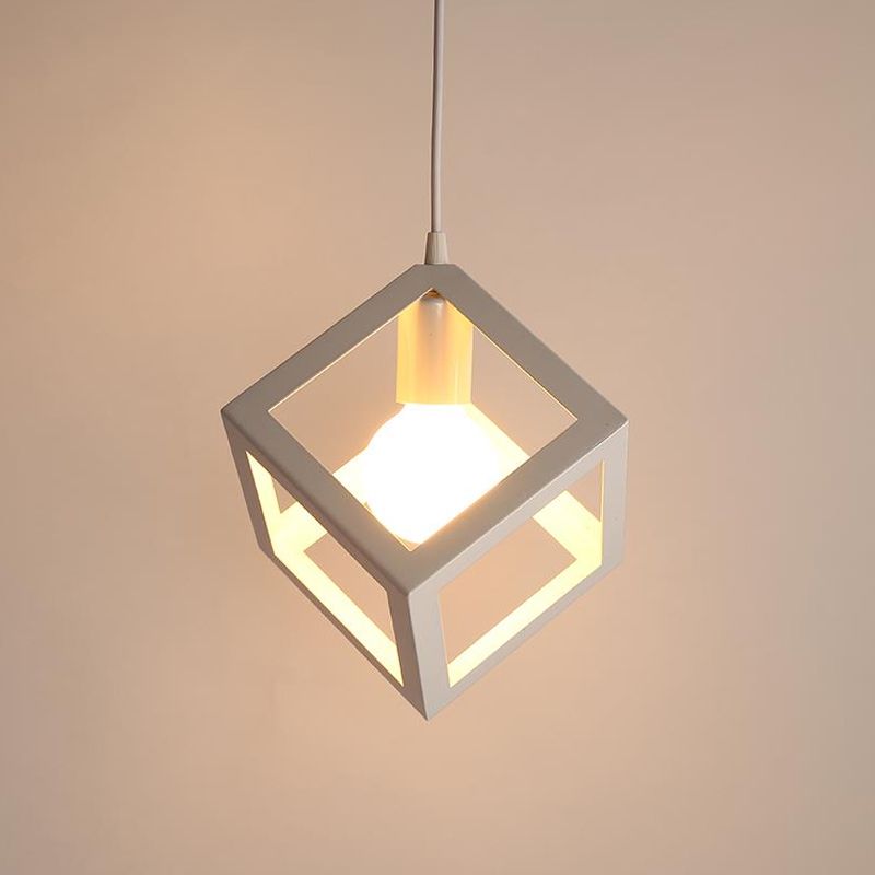 1 kop naar beneden verlichting hanger Noordse kubus frame metalen plafond hang licht in wit