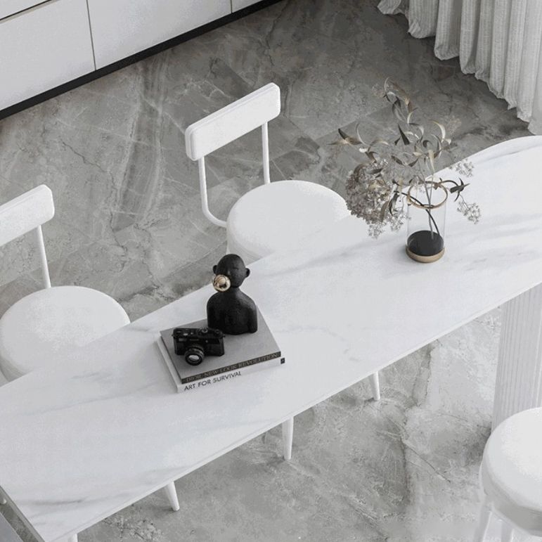 Stone Indoor Glam Bar Dining Table Iron Bistro Table with Double Pedestal