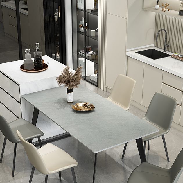 Modern Gray in Stone Table Rectangle Dining Room Table for Kitchen