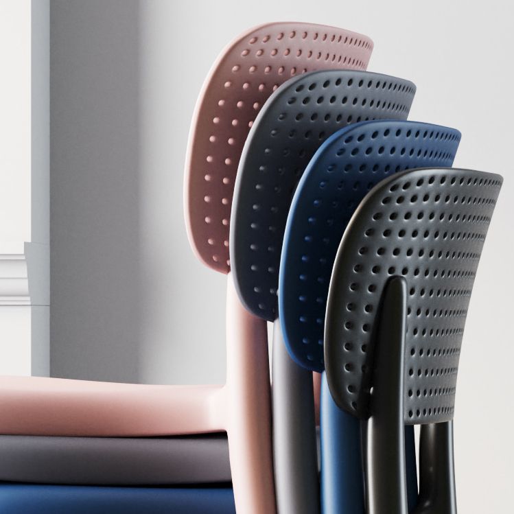 Silla de comedor de plástico contemporánea abierta en casa silla lateral apilable
