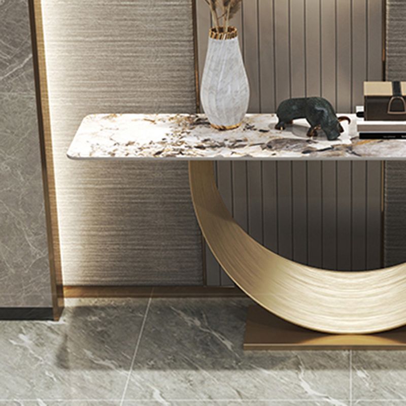 Rectangle Shape Contemporary Console Table Gold Stone Console Sofa Table for Hall