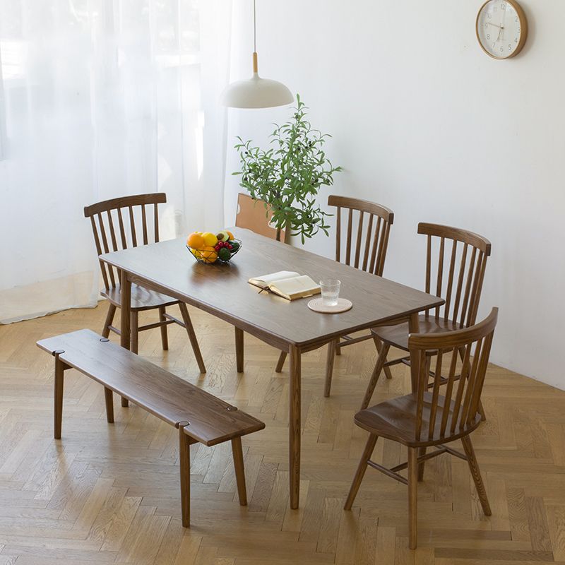 Modern Ash Wood Table in Walnut for Restaurant Rectangle Dining Table with 4 Legs