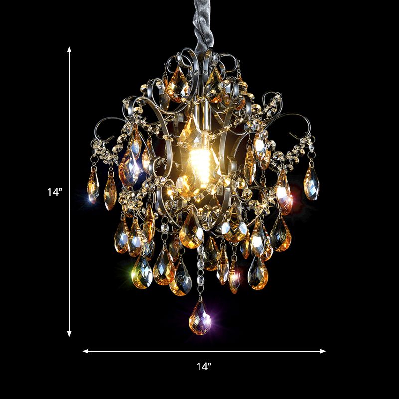 Crystal lágrimas giratorias brazo colgante luz moderna 1 cabeza de comedor colgante de suspensión en plata