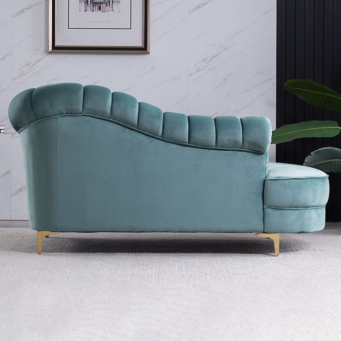 Luxury Style Velvet Chaise Lounge Bedroom Rolled Arms Chaise