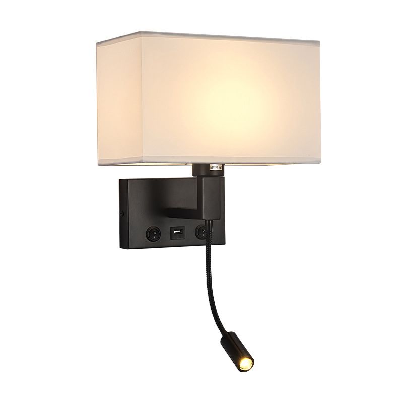 Iron and Fabric Wall Sconce Post Modern Wall Lighting Fixture in Black / Gold