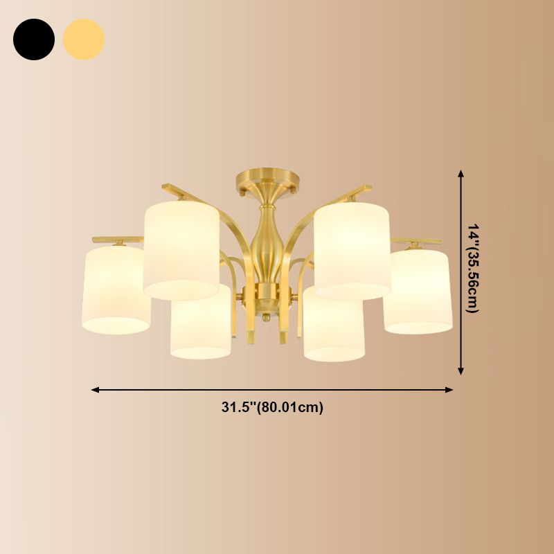 Plafonnier semi-affleurant en verre de style de simplicité d'éclairage cylindrique semi-encastré