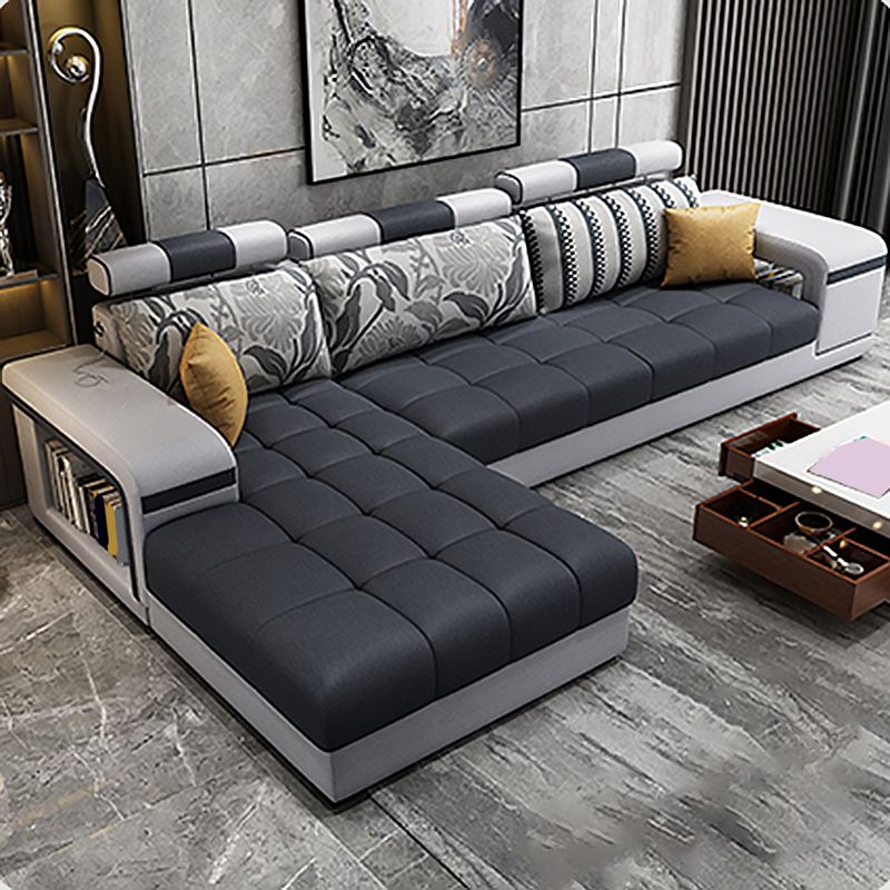 Contemporary Square Arm Stain-Resistant Slipcovered Storage Sofa