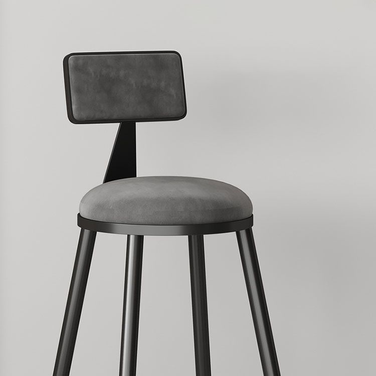 Glam Metal Barstool Velvet Footrest Low Back Stool in Matte Finish for Home