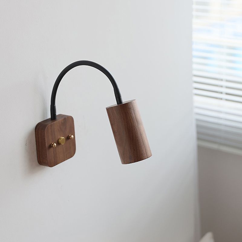 Modern Wooden Shade Wall Lighting Fixtures Cylinder Shade Wall Lamp for Bedroom