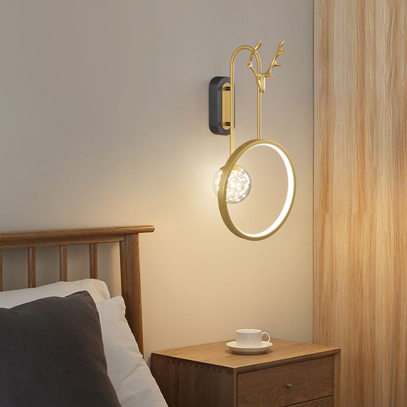 Modern Minimalist Style Circular Wall Mounted Light fixture Glass Wall Light Sconces with Antlers