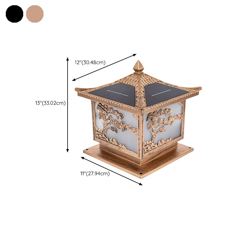 Modern Metallic Pillar Lamp Creative LED Solar Lighting Fixture for Garden