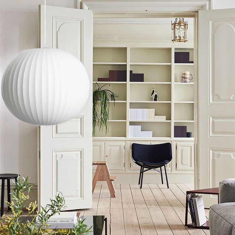 Lampada sospesa lanterna in tessuto MODERNO MODERNA Sospensione bianca Luce a sospensione