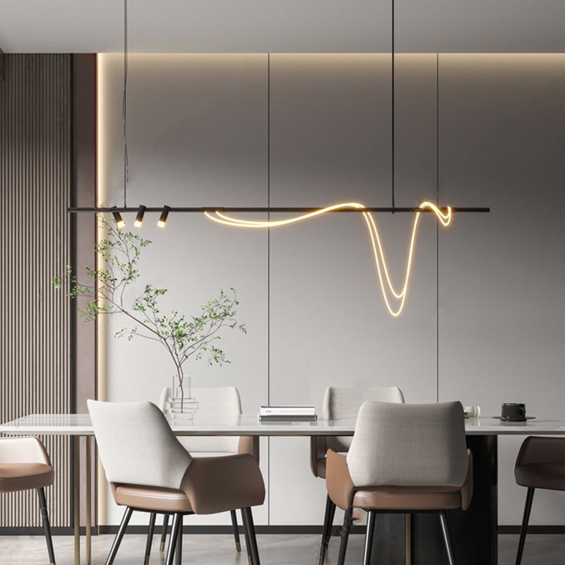Unique Shape Modern Pendant Lighting Fixtures 5 Lights Island Light Fixture for Dining Room