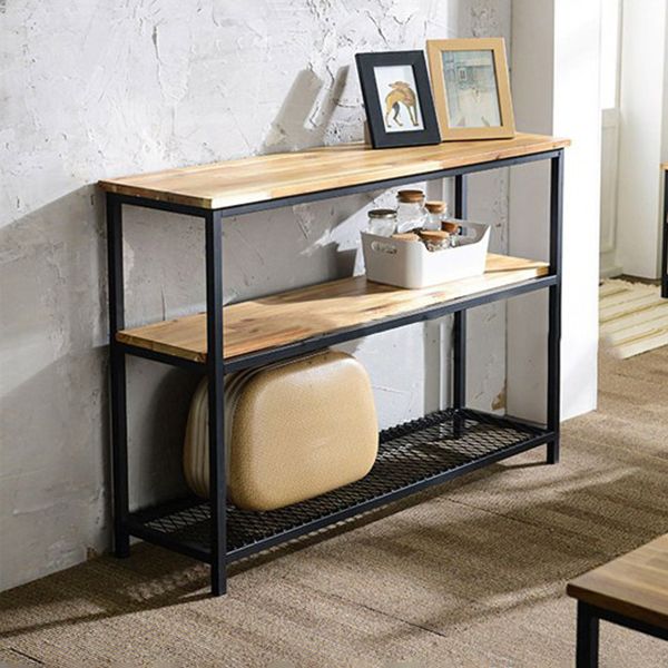 Mid-Century Modern Console Sofa Table Antique Finish Console Accent Table