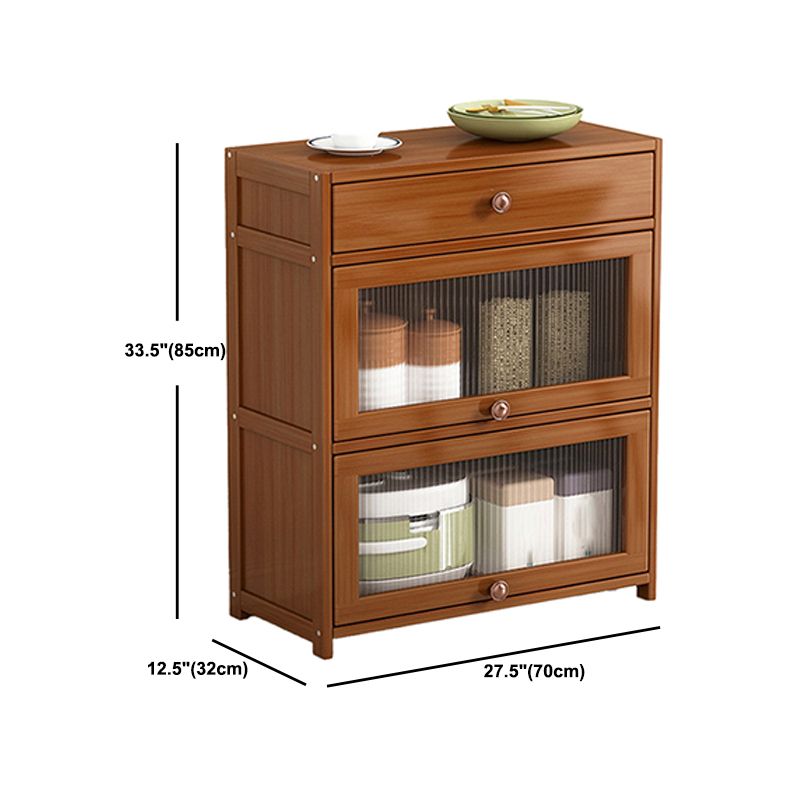 Modern Rectangle Accent Cabinet Brown Wood Knobs Side Cabinet with Doors