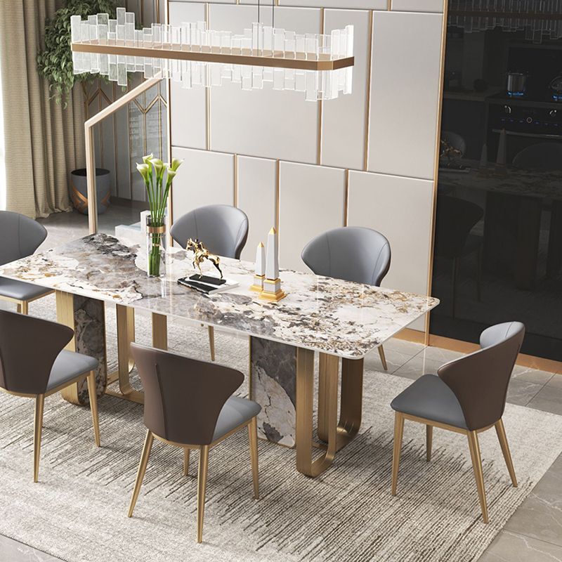 Luxurious Rectangle Dining Set 1/2/3/5/6/7/9 Pieces Sintered Stone Top Dinette Table Set