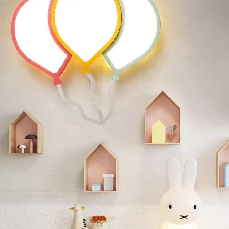 Deckenleuchte für Kinderzimmer, rosa-gelb-grüner Ballon-LED-Einbauleuchte mit Acrylschirm