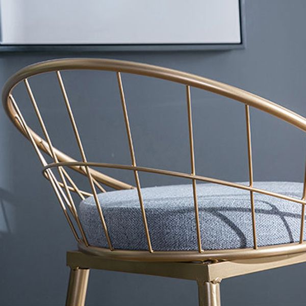 Glam Metal Bar and Counter Stool Round Low Back Stool with 4 Legs