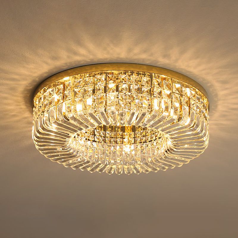 Minimalistische stijl inbouwlamp, ronde inbouwplafondlamp met kristallen kap voor slaapkamer