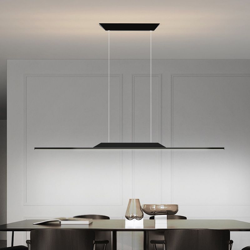 Linear Shape Metal Island Chandelier Modern Style 1-Light Island Ceiling Light