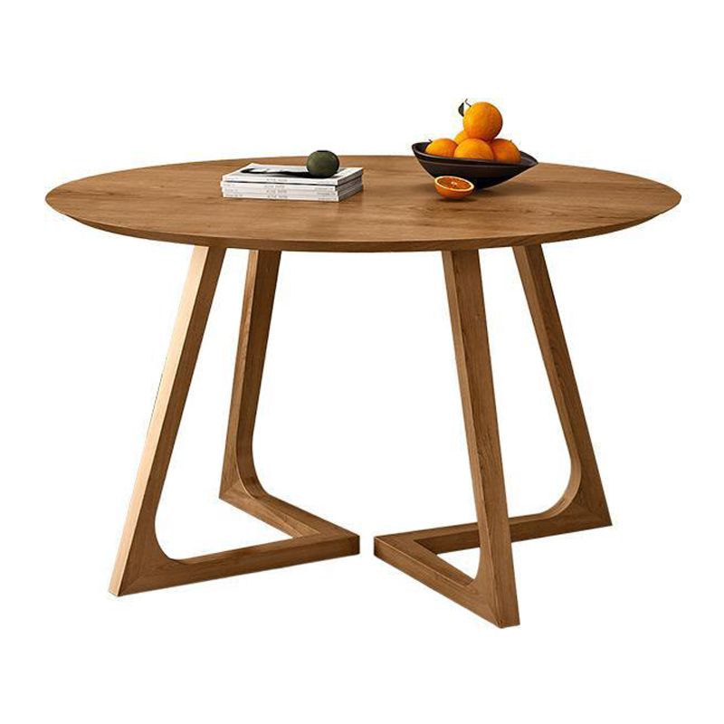 Round Dining Table Simplicity Dinner Room Solid Wood Table with Sled Base