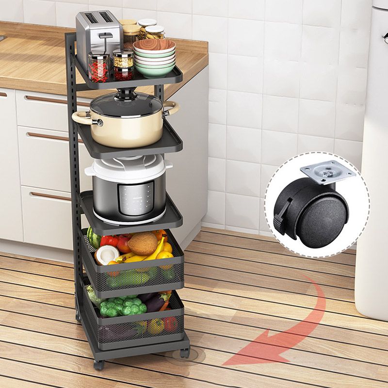 Metal Open Shelves Prep Table Dining Room Rolling Kitchen Trolley