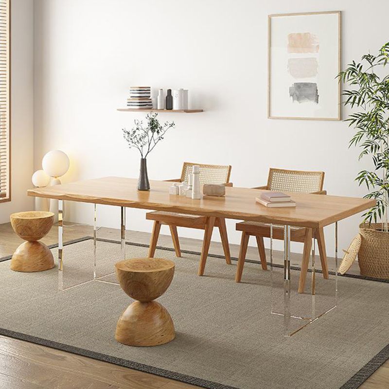 Modern Dining Wood Table Dining Rectangle Table with Plastic Legs