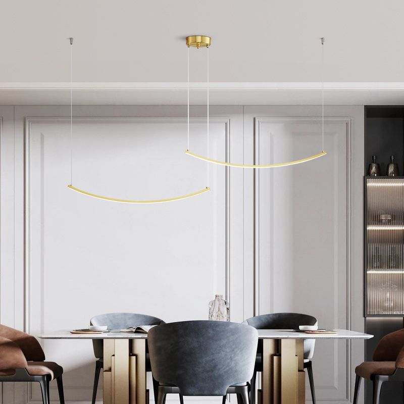 Linear Shape Island Pendants Contemporary Style Metal Pendant Lighting Fixtures