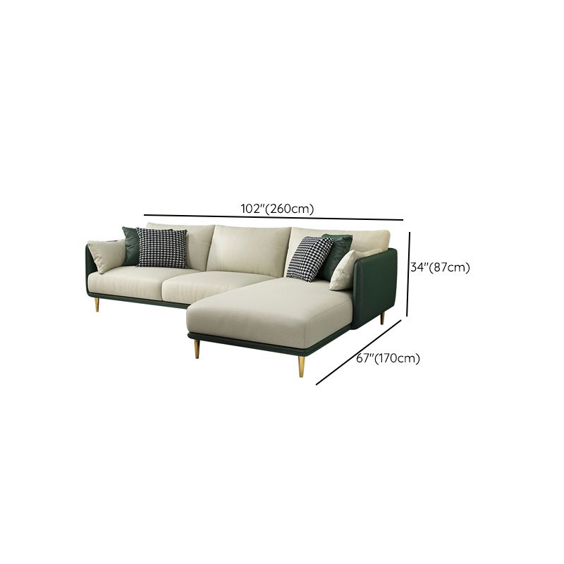 Glam Style 34.25 " H Faux Leather Square Arm Sofa & Chaise for Living Room